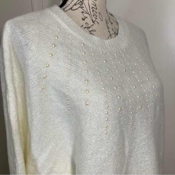 Plush Knit Sweater Pearl Accents - Picture 5 of 15